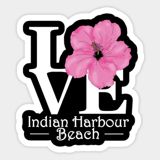 LOVE Indian Harbour Beach Pink Hibiscus Sticker